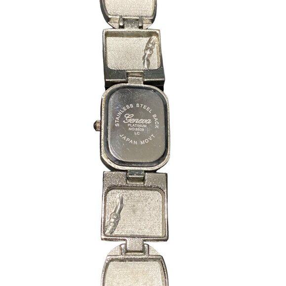 Geneva Womens Stainless Steel Back Watch With Colorful Enamel Face & Rhinestone - Picture 13 of 15